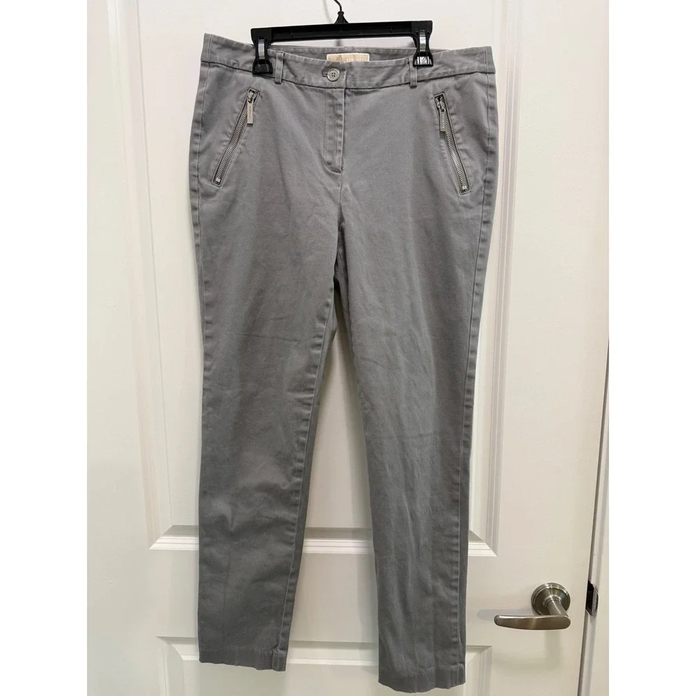 Michael Michael Kors Grey Ankle Pants Slim Fit Zipper Detail Size 8 Womens